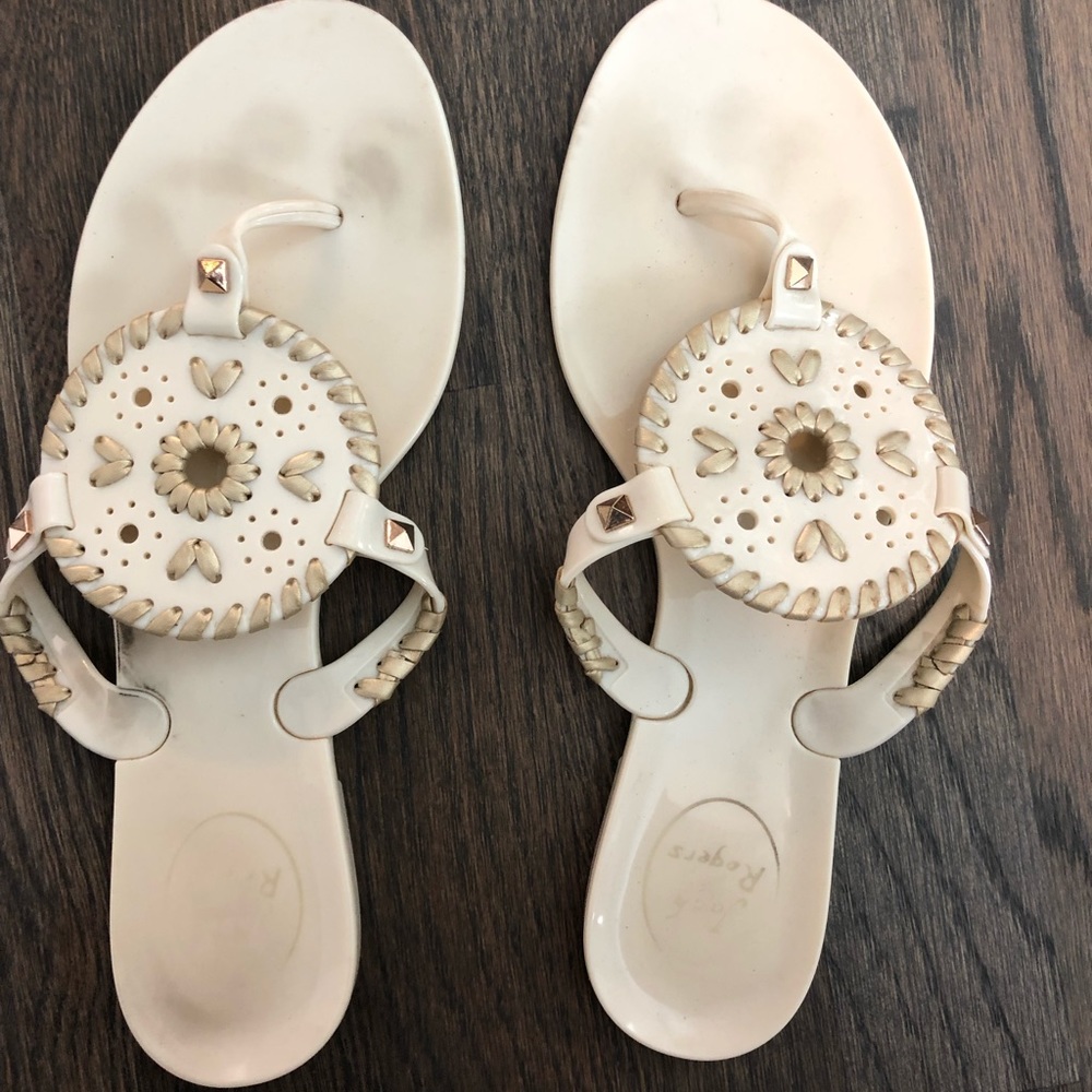 Jack Rogers Georgica Jelly Sandal in white/cream